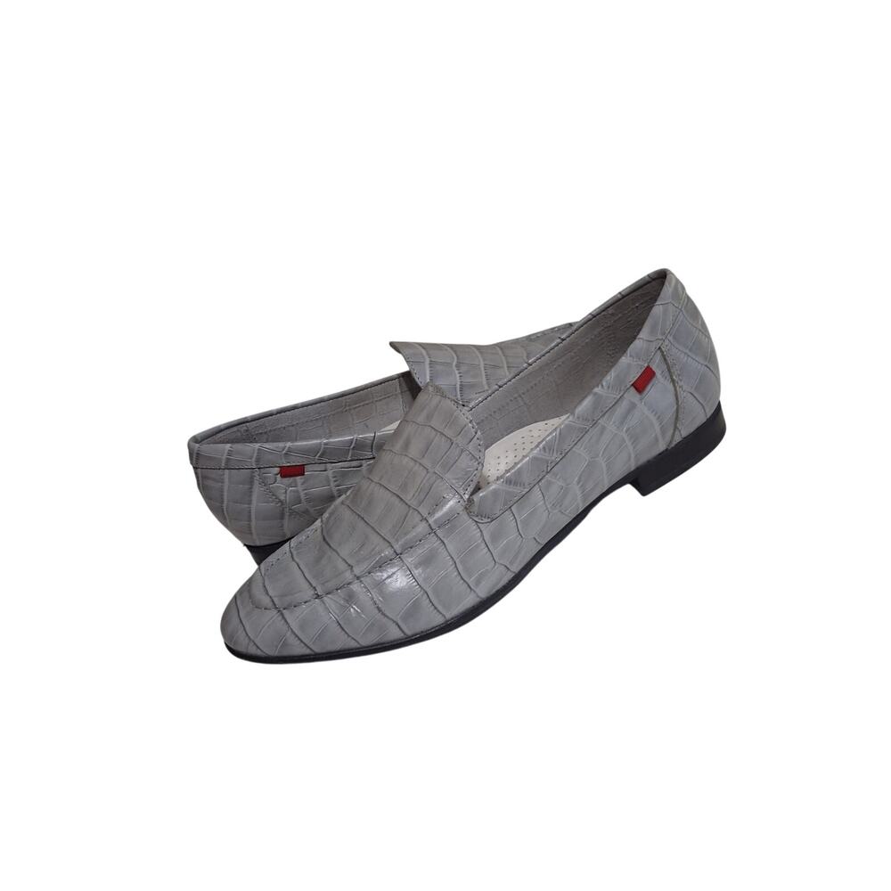 Marc Joseph New York Madison Ave Gray Croc Embossed Leather Loafers Size 9.5